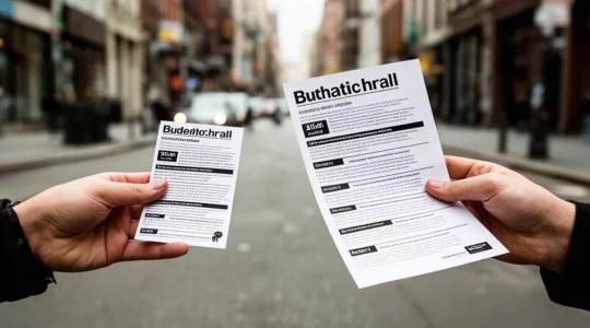 Comparaison visuelle entre un flyer A5 et A6 tenus dans des mains lors d'une distribution en rue