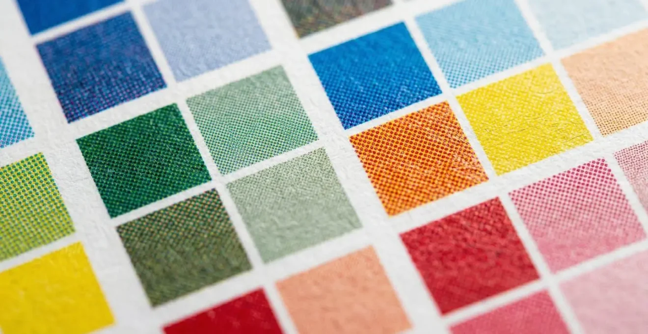 Comparaison visuelle entre les espaces colorimétriques RVB et CMJN montrant les couleurs non reproductibles en impression