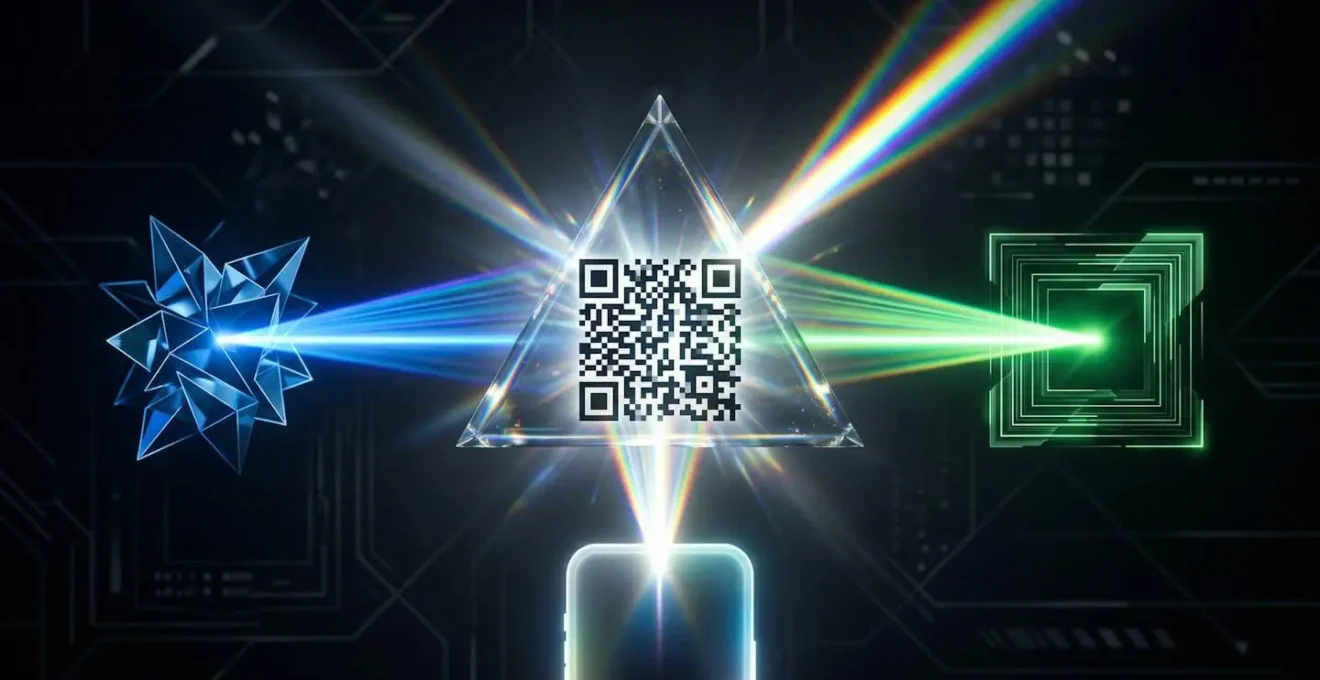 Visualisation du flux de redirection automatique d'un QR code vers différents app stores selon l'appareil