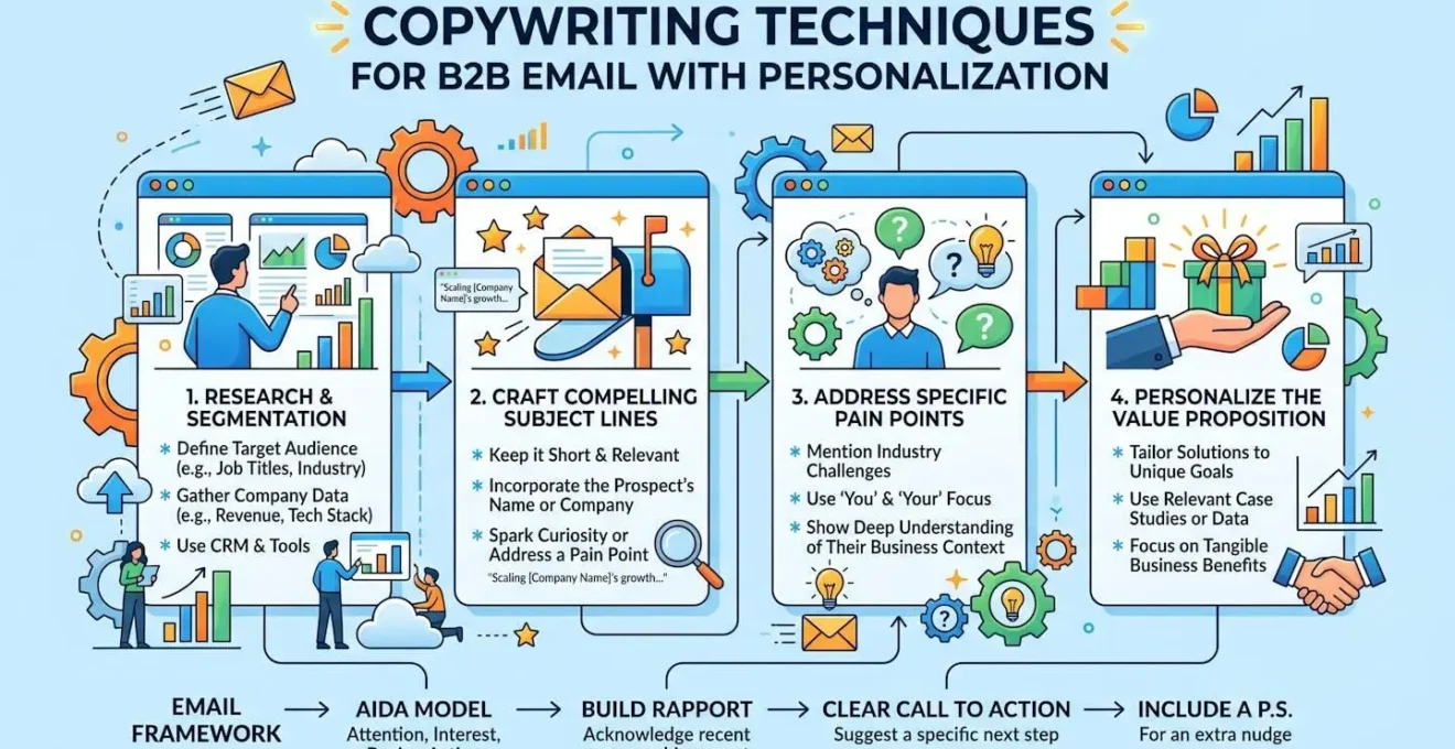 Illustration des techniques de copywriting pour courrier B2B avec personnalisation